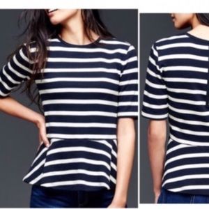 GAP~Striped Zip Back Peplum Top~S